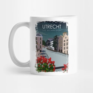 Utrecht The Netherlands Vintage Minimal Retro Travel Poster at Night Mug